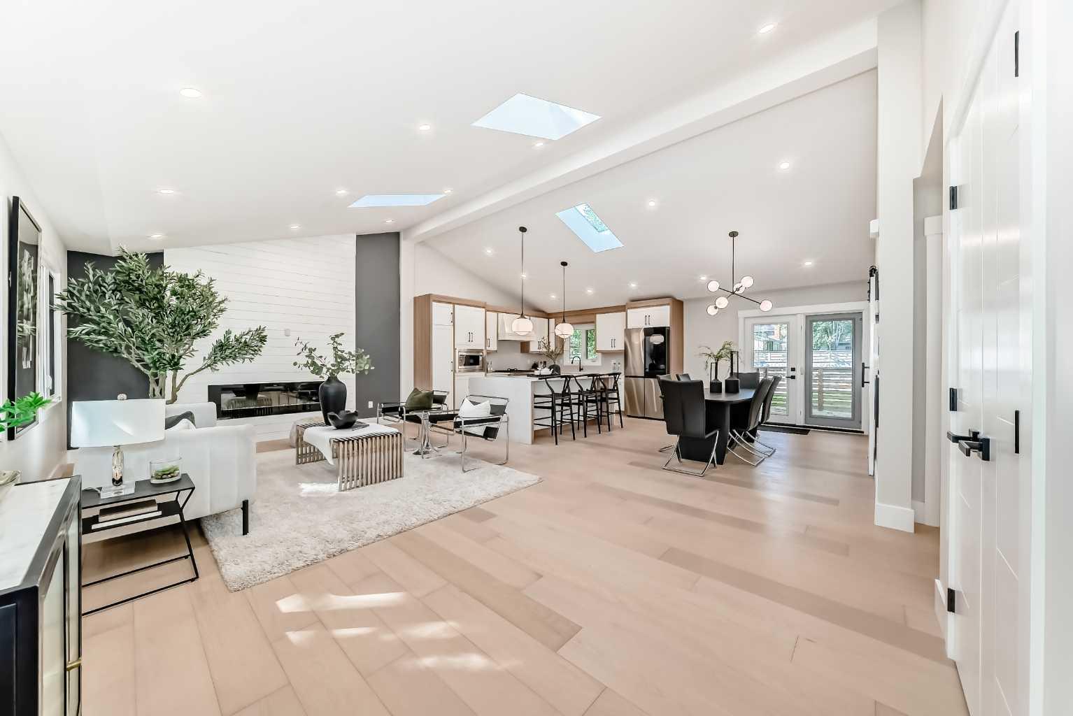 Lake Bonavista open concept living room and kitchen